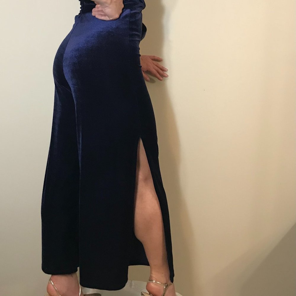 Gorgeous Navy Blue Velvet Romper - Picture 9 of 13